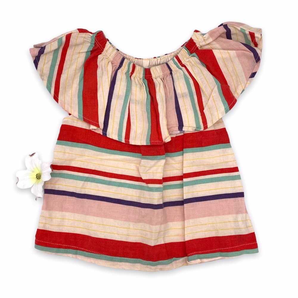 EUC Margherita On Off Shoulder Flounce Linen Blouse, 3T